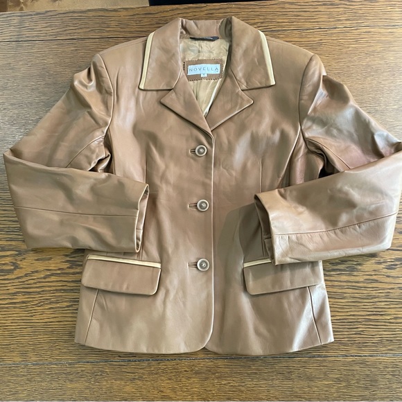 Soft Leather Blazer/Jacket SZ XL 2 Tone Tan - Picture 9 of 14